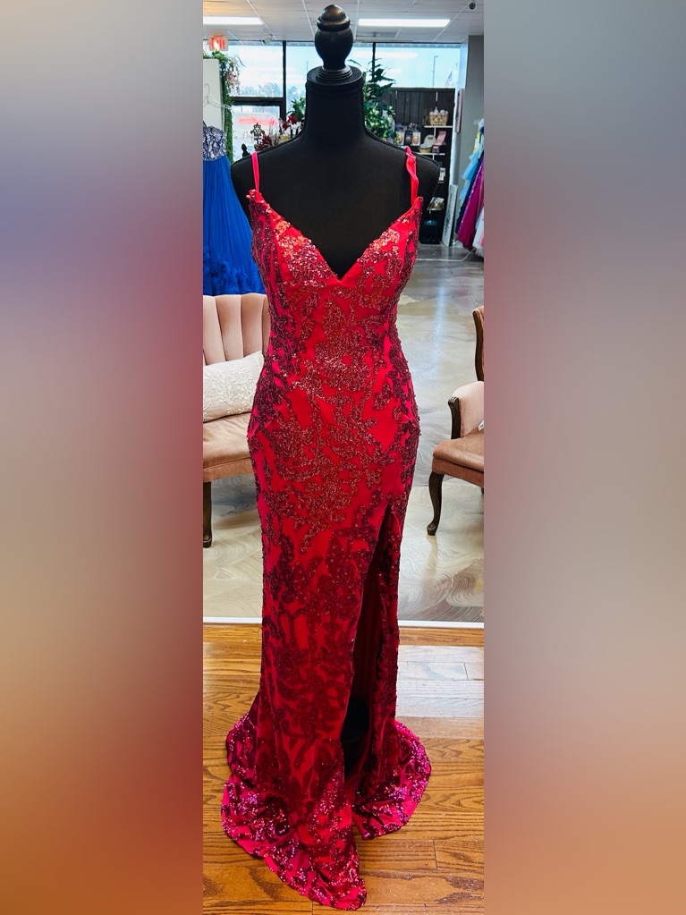 Jovani Fuchsia Sequined Evening Dress